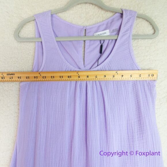 New! Calvin Klein Women's Gauze‎ Tiered Maxi Dress Purple, size XS - Picture 7 of 15